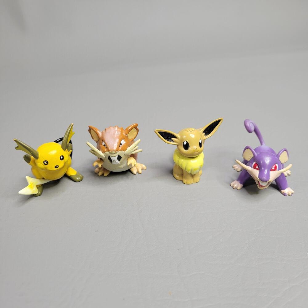 Vintage TOMY Pokemon Figure Lot Raichu Eevee Rattata Raticate CGTSJ Moncolle